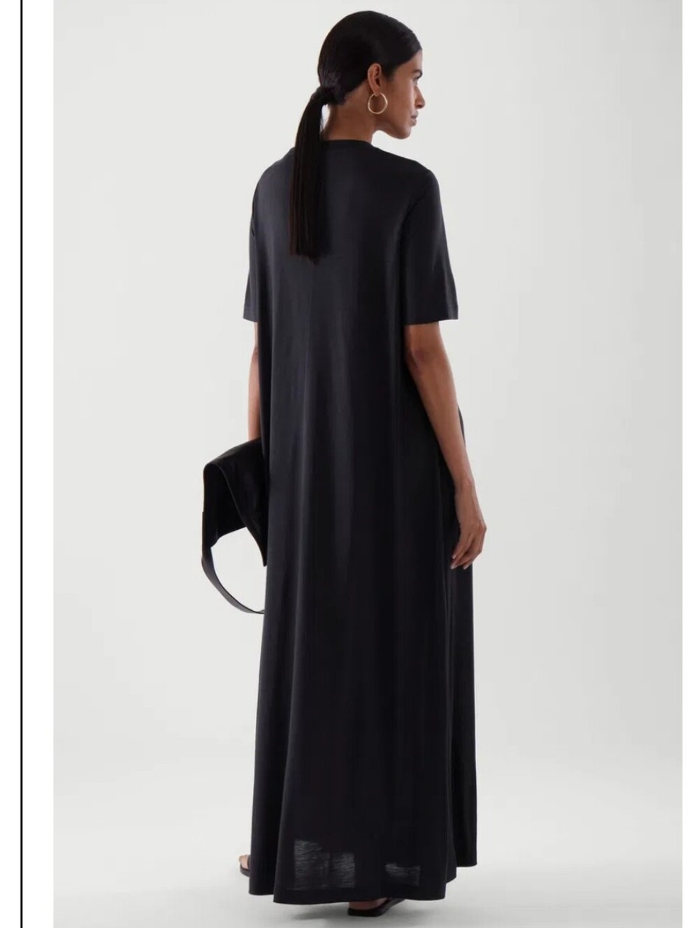 COS Voluminous Maxi T-shirt Dress Navy Relaxed Fit Pullover Size Small Lyocell - Picture 3 of 16